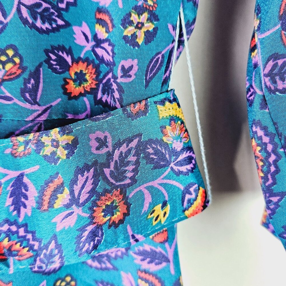 Vtg 1980's Starlo Women's Button Front Midi Belted Floral Dress w/ Pockets Sz 12 - Picture 9 of 10